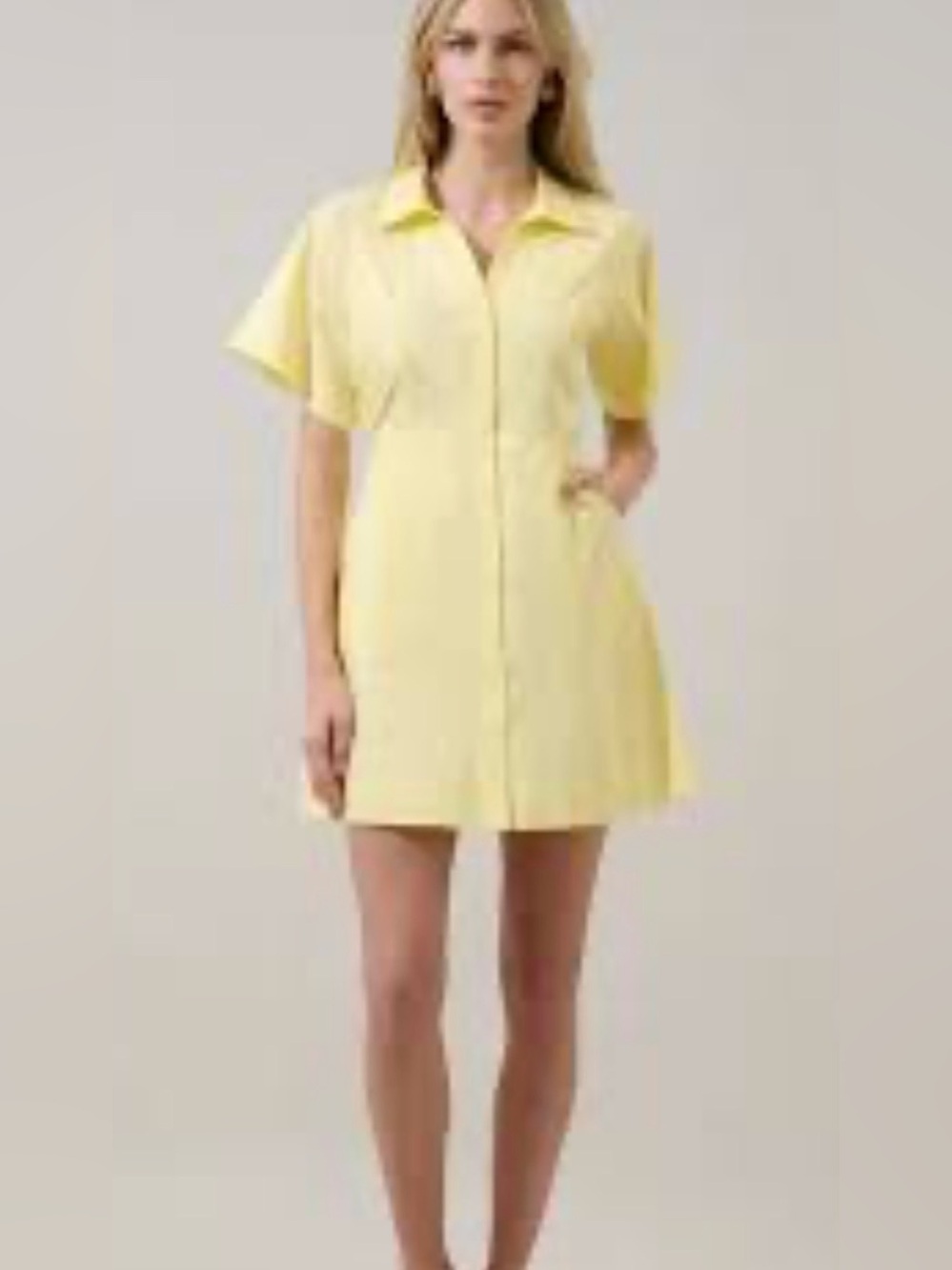 Theory Brand NWT Yellow Button-Front Pleaded Shirt Dress Golden Haze size L